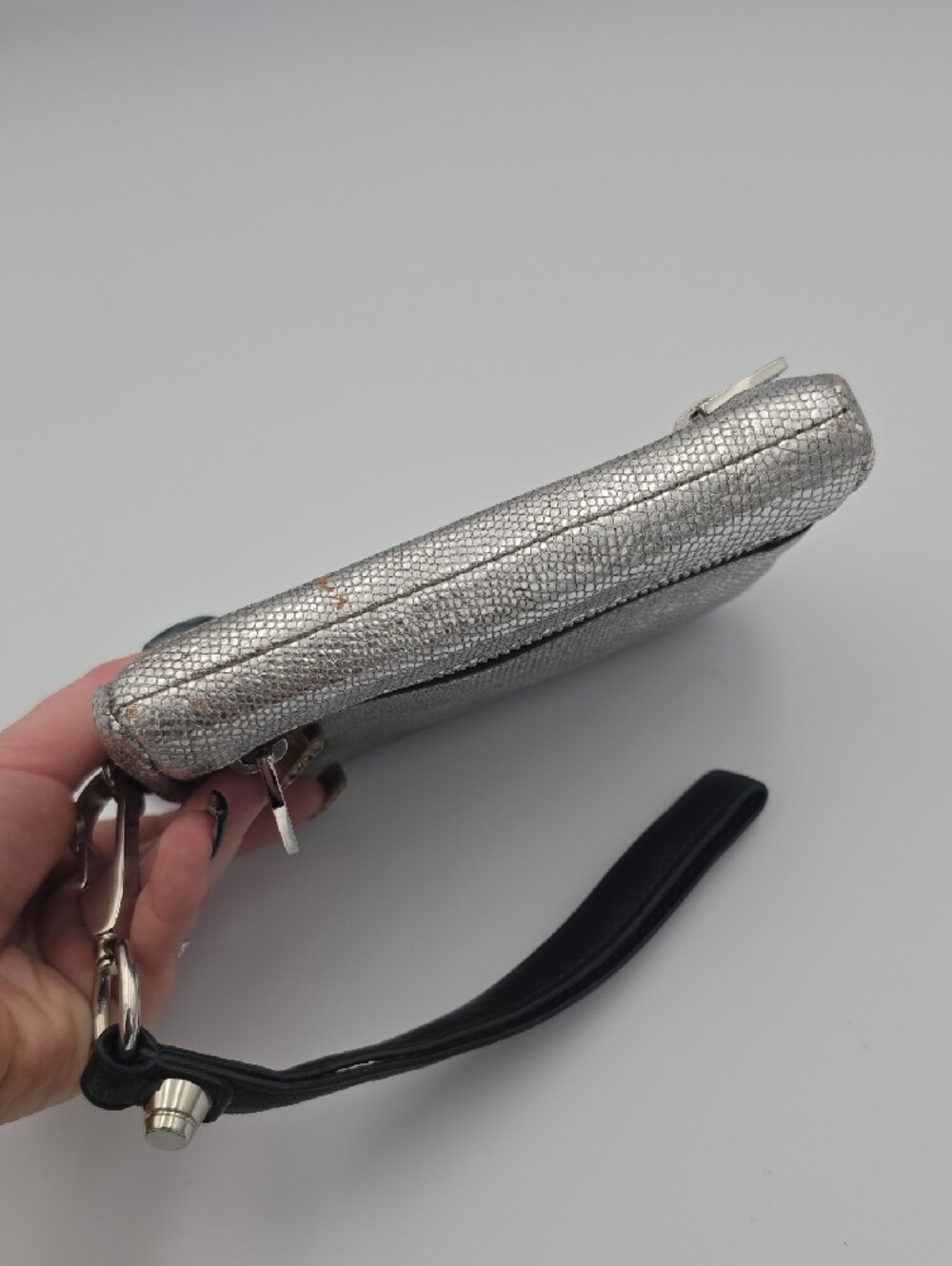 Alexander Wang Metallic Silver Small Wristlet Clutch W/ Silver Hardware (EUC)🩶 - Picture 6 of 15